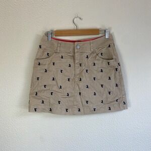 Disney Mickey Mouse Mini Skirt Womens 30 Khaki Excellent Embroidered All Over